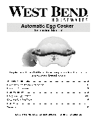エッグクッカー West Bend Automatic Egg Cooker ユーザマニュアル